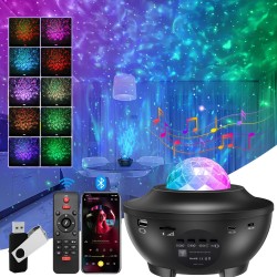 1pc Star Projector, Galaxy Projector For Bedroom With Remote Control,3 In 1 Night Light Projector With LED Cloud Moving Ocean Wave,Built-in BT Music Speaker,Night Light Projector For Kids Adults Gaming Room,Home Theater,Ceiling, Room Decor