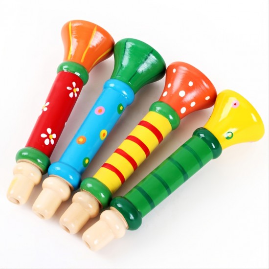 Wooden Kids Colorful Flare Toddler Toy Wooden Flare Nozzle Musical Instrument Toddler Boys Sound Music Toy