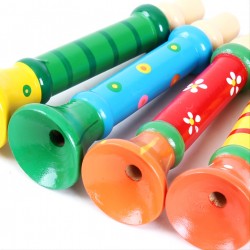 Wooden Kids Colorful Flare Toddler Toy Wooden Flare Nozzle Musical Instrument Toddler Boys Sound Music Toy