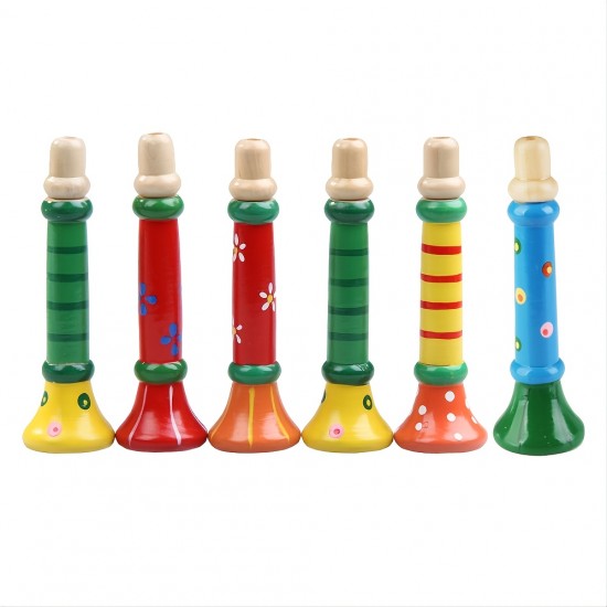 Wooden Kids Colorful Flare Toddler Toy Wooden Flare Nozzle Musical Instrument Toddler Boys Sound Music Toy