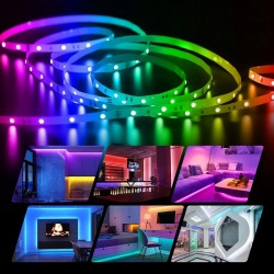 5050 RGB Led Strip Lights Music Sync Color Changing ,Smart Application Remote Control, Led Strip Lights For Bedroom Room Home Decorative Party Festival.